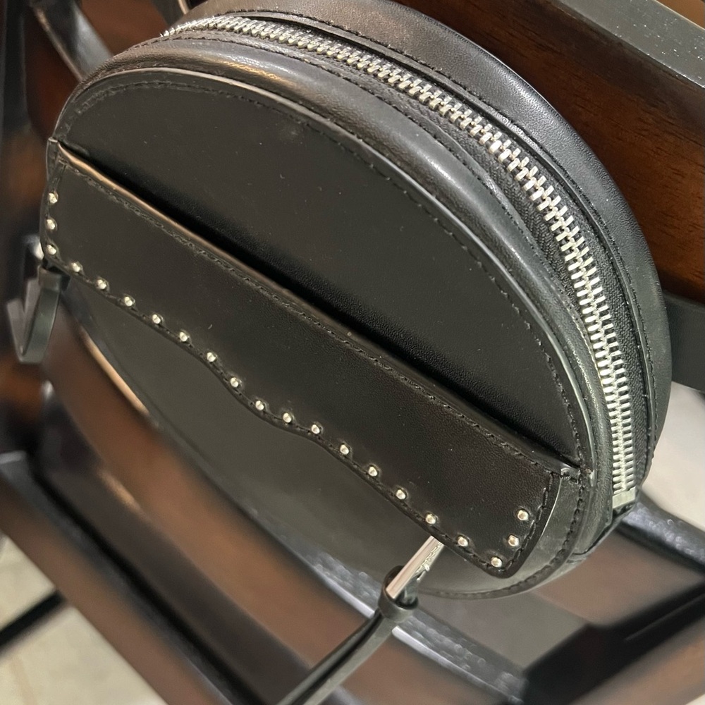 Black Round Crossbody Bag with Stud Accents - Picture 2 of 7